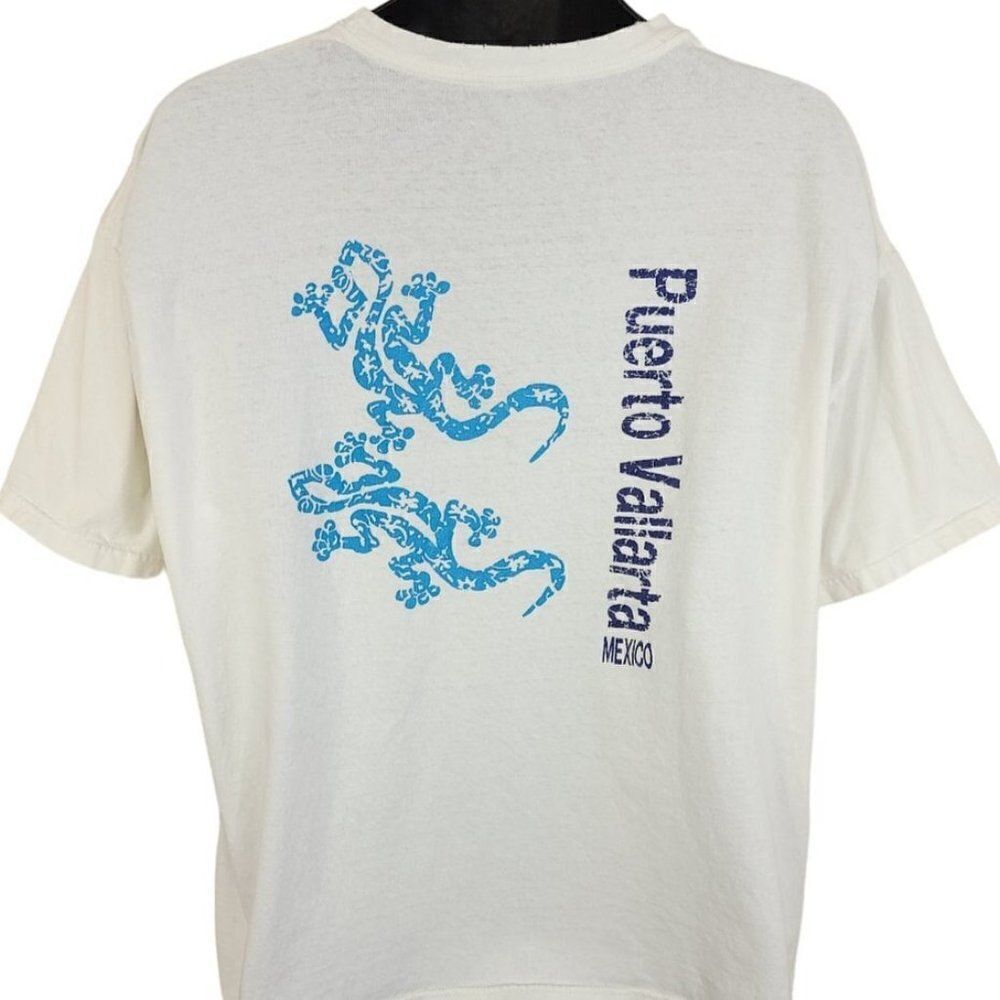 Puerto Vallarta T Shirt Vintage Y2K Mexico Gecko Lizard Animal Tee Mens Size 2XL
